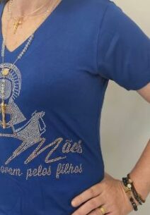 CAMISA MANGA CURTA BRILHO DECOTE "V"